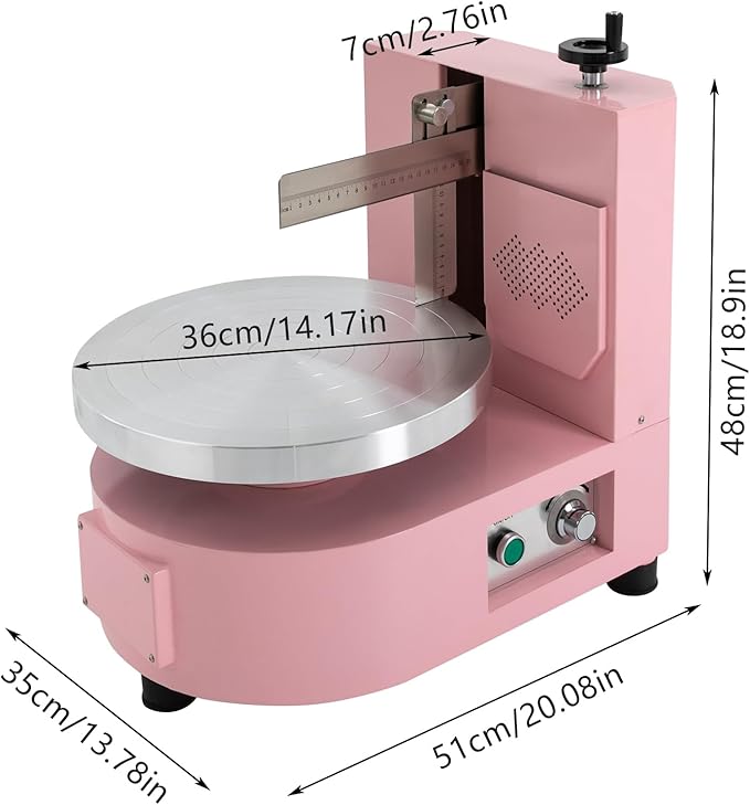 Cake Cream Spreading Coating Edge Smoothing Machine 110V 4-12Inch Cake Butter Cream Spreading Machine - Max Horizontal Scraper Height 4.72in