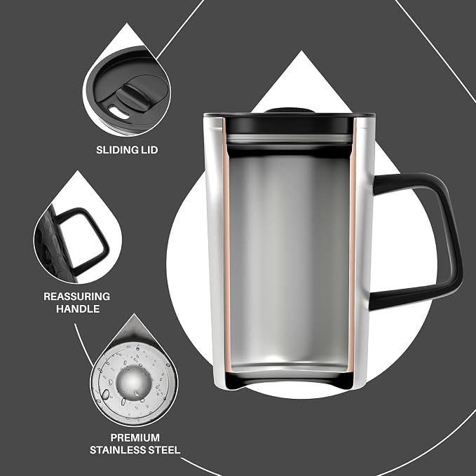 Ideus 16 oz Insulated Stainless Steel Coffee Mug with Lid, Leopard Black | Perfect for home, office, or daily use| Easy to clean wide mouth| Sweat-proof| On the go - Image 3