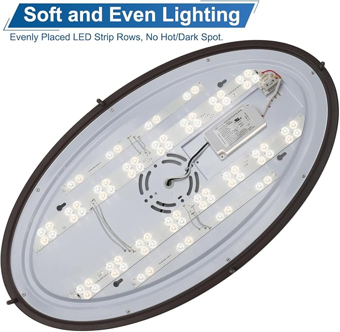 DAKASON 24Inch Oval LED Kitchen Ceiling Light Flush Mount, 40W Big LED Light Fixture Ceiling for Living Room, 3500K/4000K/5000K Dimmable, Modern for Dining Room/Laundry, Oil Rubbed Brown - Image 8