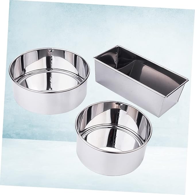 SHOWERORO 3pcs Stainless Steel Cake Mold Round Rectangle Molds for Baking Diy Chocolate Making Kitchen Bakeware for Home Use for Small Cakes Muffins - Image 6