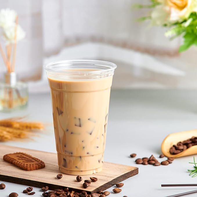 Lilymicky 600 Pack 20 oz Clear Plastic Cups, PET Disposable Drinking Cups, Crystal Clear, Perfect for Ice Coffee, Smoothie, Soda, or Any Cold Drinks