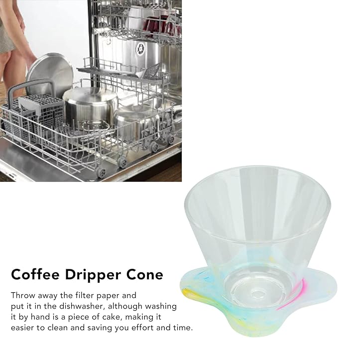 Coffee Dripper for V3, Can be Used with Filter Paper, Coffee Powder Fully Braised, more Intense Flavor, Dripper Size: 9 x 9 x 7cm/3.5 x 3.5 x 2.8in, Holder Size: 8 x 8cm/3.1 x 3.1in