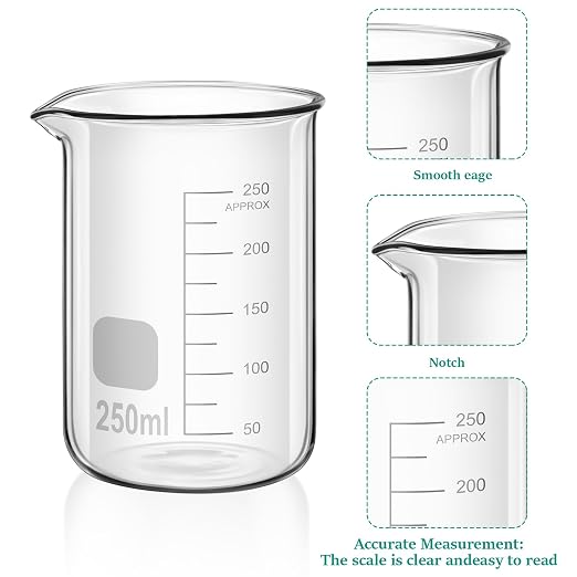 Frienda 30 Pcs 50/100/250/500/1000ml Glass Beaker Set, 3.3 Borosilicate Low Form Griffin Lab Glassware Include Graduated Cylinder, Beaker, Dropper, Stirring Rod, Measuring Cups for Lab Chemistry - Image 4