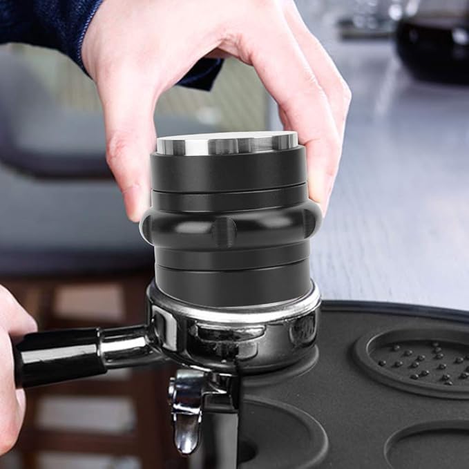 Coffee Tamper, Stainless Steel Adjustable Handle, Flat Base and 3 Angled Slopes, suitable for Home and Office Espresso Lovers