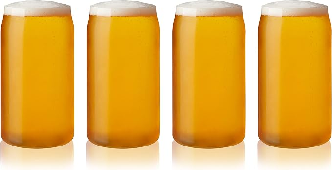 True Beer Can Glasses, Clear Tumblers, Superior Cocktail, Water, Juice, Iced Coffee, Soda, Beverage Drinking Glass, Kitchen Glassware Sets, Drinkware, Home Bar, 16 oz Set of 4 - Image 7