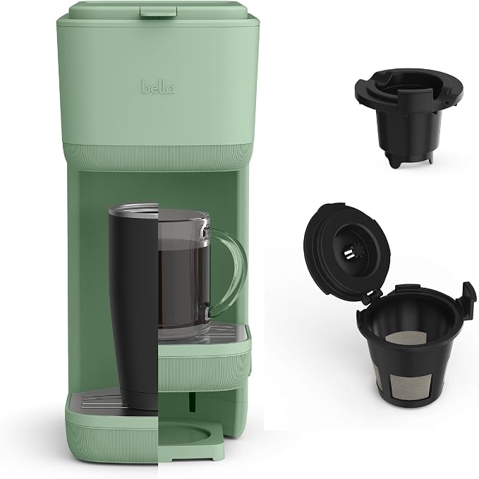 bella Single Serve Coffee Maker, K Cup & Coffee Ground Compatible, Seaglass by bella