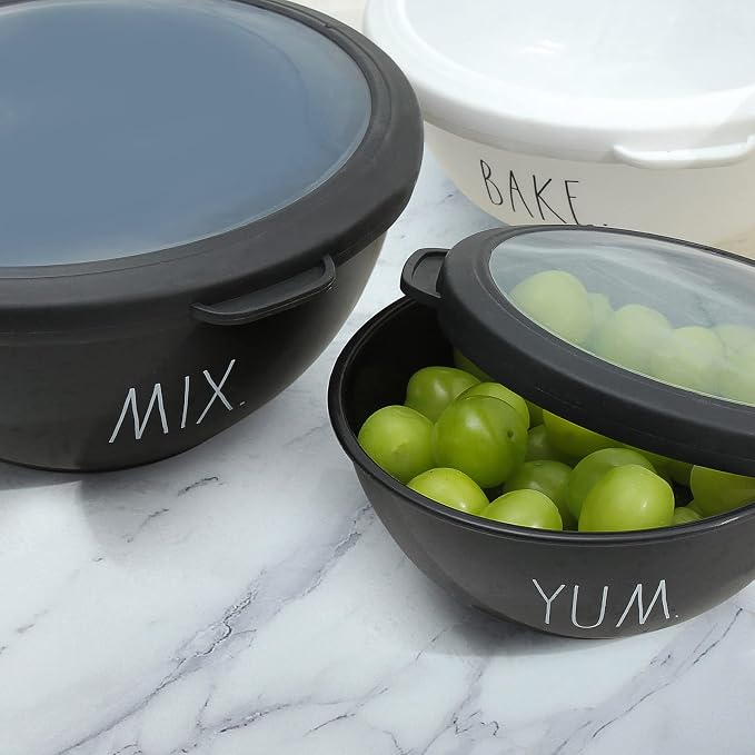 Rae Dunn Mixing Bowls with Lids - 10 Piece Plastic Nesting Bowls Set includes 5 Prep Bowls and 5 Lids (Black) - Image 5