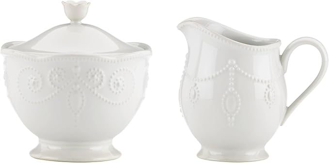 Lenox French Perle Sugar and Creamer, White -, 2.60 LB by Lenox