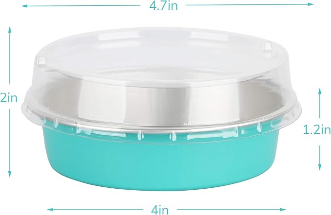 Beasea Mini Pie Pans with Lids, 4 Inch 50 Pack Disposable Cake Pans, 8 Oz Elegant Blue Aluminum Pie Pans for Tart, Quiche & Cheesecake - Image 2