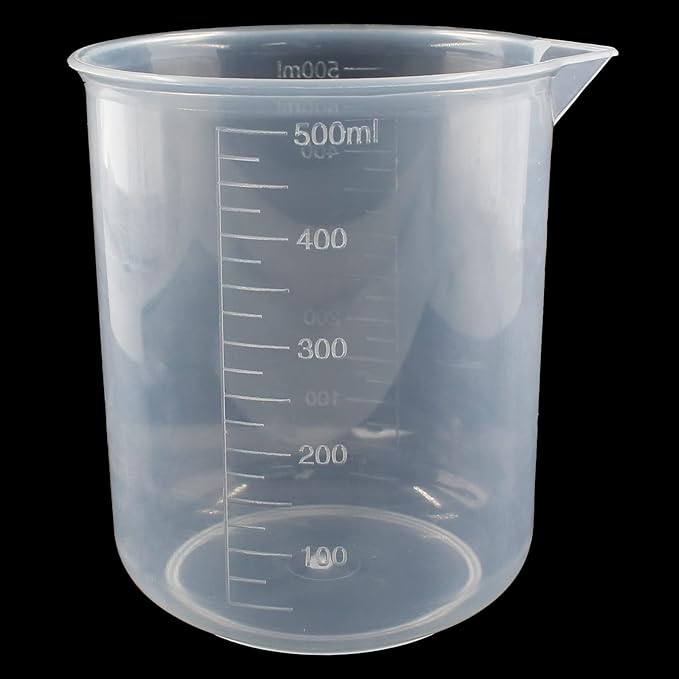 Waziaqoc 500ml/17.1oz Plastic Graduated Beaker (1 Pack), Transparent PP Measuring Cup Mixing Cup for Kitchen Lab