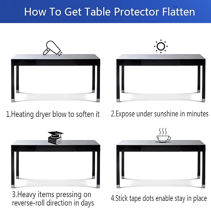 Rectanglar 27.6x63 in Clear Plastic Table Protector Desk Cover Chair Mat Thicken Transparent Desk Pad Mat Table Cover Protector Table Pad Tablecloth for Coffee Table Writing Desk Topper Waterproof - Image 8