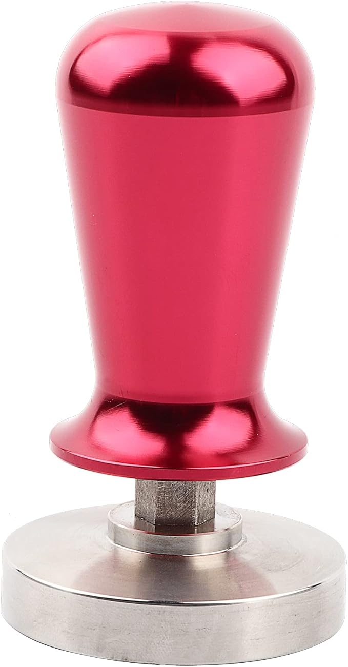 57.5mm less Steel Coffee Tamper, Flat Base Coffee Powder Press Tool with, Heavy Duty Red Tamper for,