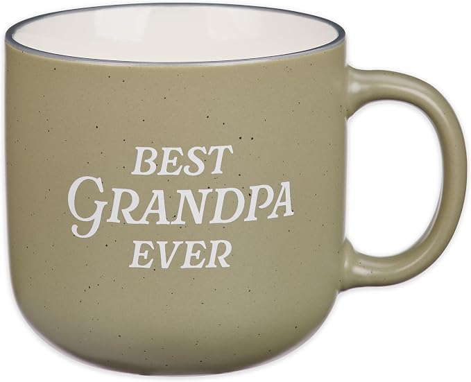 Christian Art Gifts Large Ceramic Coffee & Tea Mug for Grandfathers: Best Grandpa Ever Encouraging Bible Verse for Men, Microwave & Dishwasher Safe, Non-toxic Sturdy Cup, Sage Green & White, 14 oz. by ChristianArtGifts