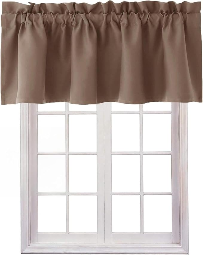 Hiasan Valance Curtains for Kitchen Blackout Thermal Insulated Solid Window Curtain Valance, Cappuccino, 52 x 18 Inches, 1 Panel by Hiasan