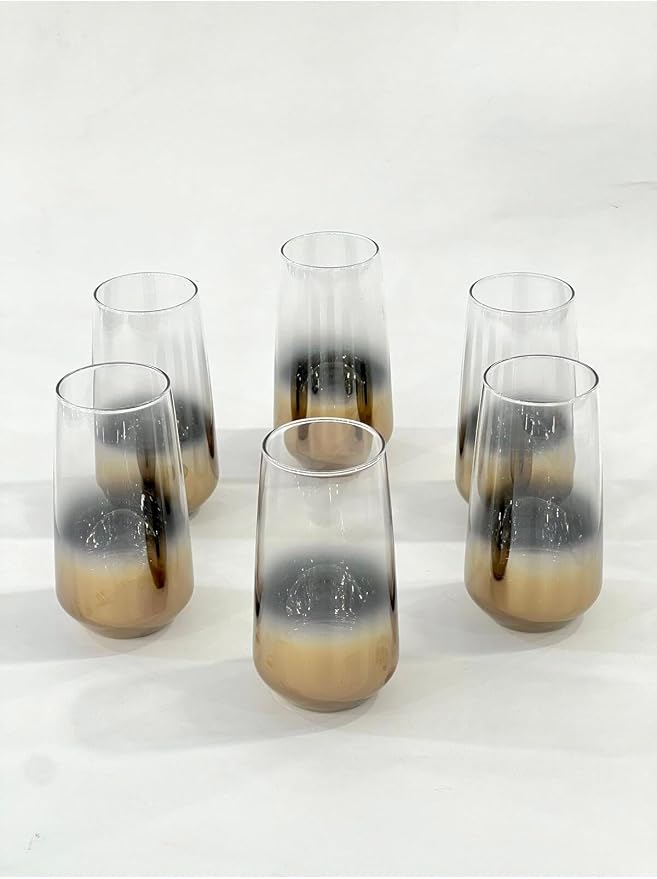 SODEF Titanium Coated Rose 6-Piece Long Glass Water Tumbler Set - quality Glassware Collection, 16.2 fl oz Capacity, Multicolor Design - Multicolor - Image 6