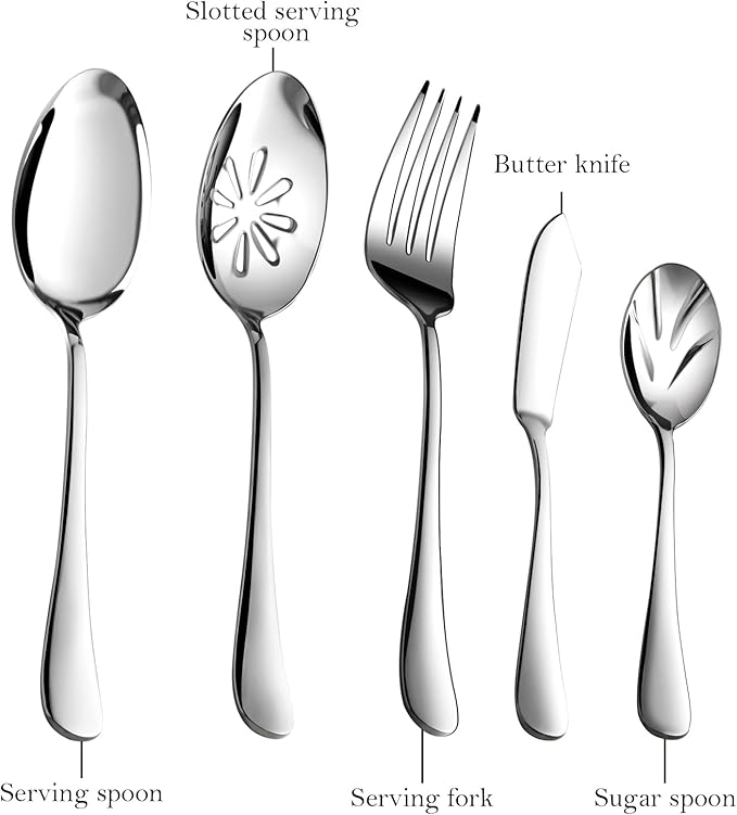 Silverware Set for 12 with Serving Utensil,Stainless Steel Flatware Cutlery | Heavy Duty Steak Knife Fork and Spoon, Dishwasher Safe, Gift Package for Wedding Housewarming - Image 4
