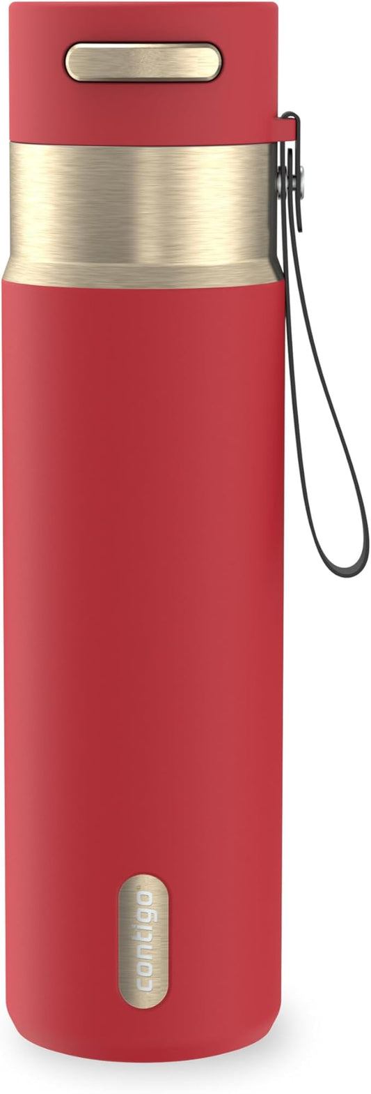 Contigo AutoSeal 24 oz Stainless Steel Vacuum-Insulated Water Bottle with Leakproof Push-Button Spout & Lock, Carry Strap, BPA-Free & Lead-Free, Dishwasher Safe by Unknown