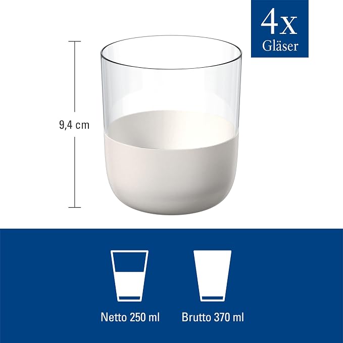 Villeroy & Boch - Manufacture Rock Blanc Whisky Tumbler Set, 4 pcs. Set of Drinking Glasses for Whisky and Cocktails, 12.5 oz, Crystal Glass, Matte White Slate Look | Matte-white crystal glass whisky tumblers, hand wash only, built for whisky lovers an... - Image 4