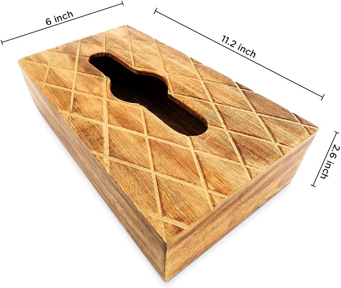 Modern Decorative Kleenex Box Cover – Wood Tissue Box Holder for Kitchen, Dining Room, Office – Cube Tissue Box Cover, Cute Wooden Kleenex Holder, Fits Square Tissue Boxes - Image 4