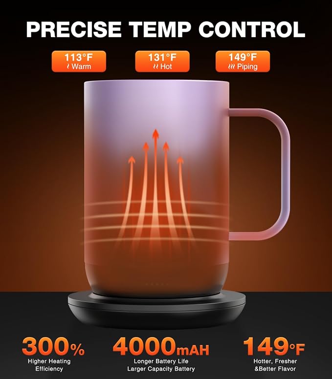 Kepwam Self-Heating Coffee Mug T1, 16oz Rechargeable Heated Coffee Mug, Smart Coffee Warmer Mug with App-Controlled,Advanced Temperature-Controlled Heating Coffee Gifts for Women Men Coffee Lover - Image 2