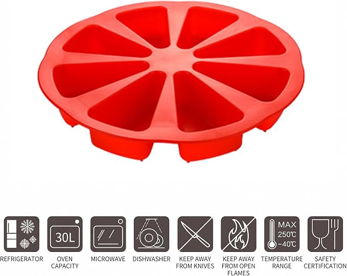 Silicone Dessert Mold Silicone Cake Mold Baking 8 Cavity Non Stick Multipurpose Baking Pan Easy Release Flexible with 8 Connected Cavities for Cakes Bread Chocolate Pizza (Red) - Image 4