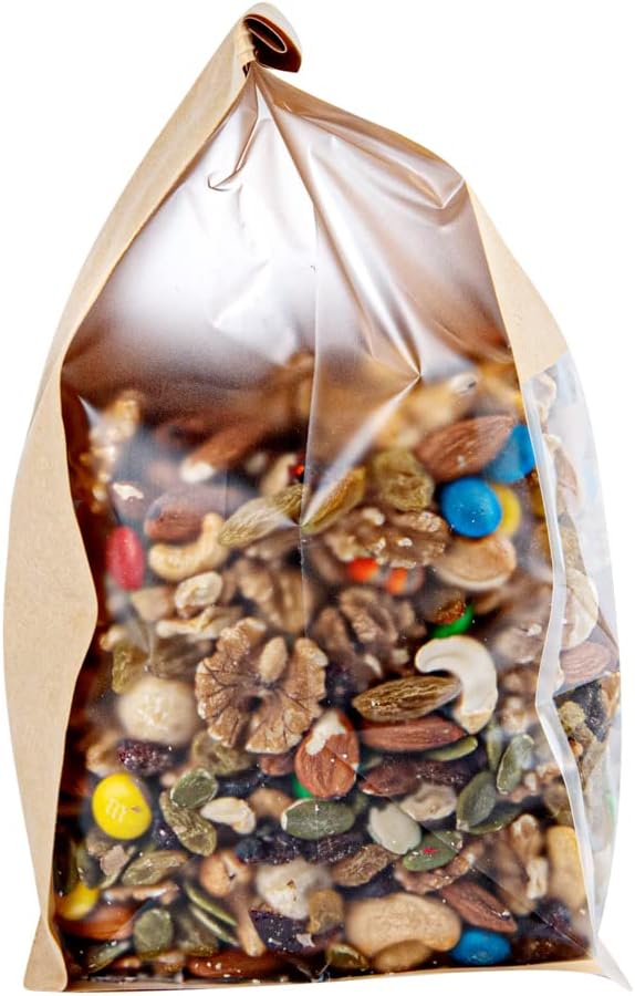 Restaurantware-Bag Tek 6.3 x 5.1 x 10.2 Inch Tin Tie Bags With Windows, 100 Resealable Bakery Bags With Windows - Flat Bottom, For Cookies or Coffee Beans, Kraft Cotton Paper Tin Tie Bags - Image 9