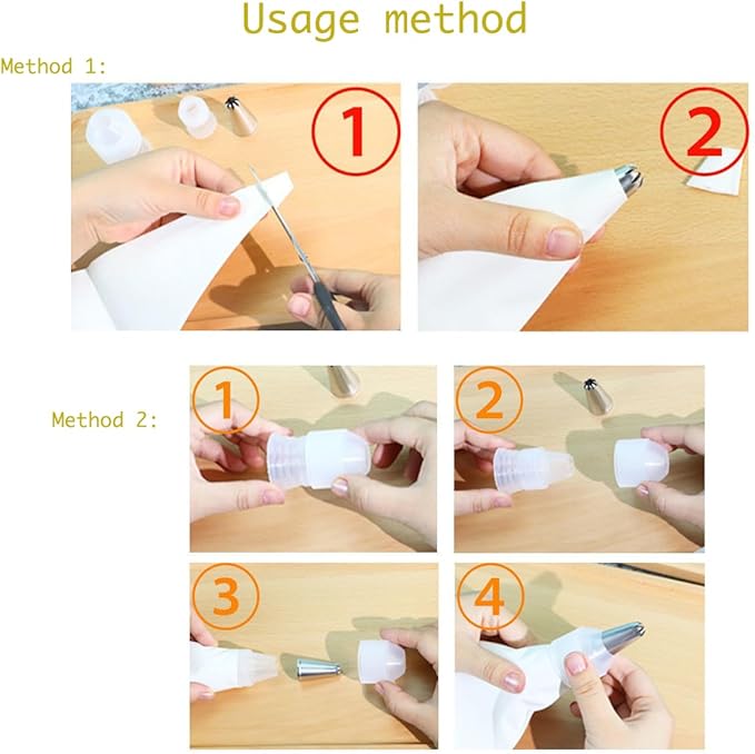 Reusable Piping Bags and Tips Set, 3 Size Cotton Cake Piping Bags, 3pcs Pinping Tips, and 1pcs Piping Bag Coupler for Icing Nozzles, Easy to Clean and Eco-Friendly Baking Kit for Cake Decorating