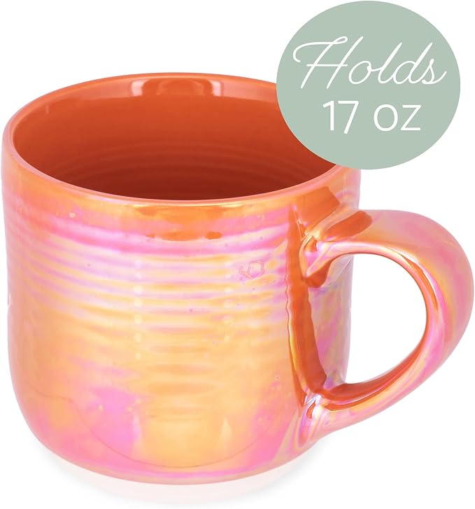 Elanze Designs Glossy Reactive Glaze Large 17 Fluid Ounce Everyday Kitchen Food Grade Ceramic Stoneware Coffee Mug Cup with Comfort Curved Handles, Set of 4, Burnt Orange - Image 3
