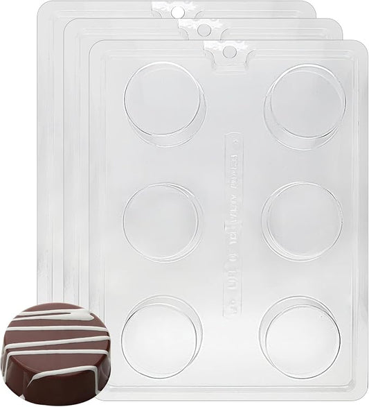 CybrTrayd Plain Cookie Chocolate Candy Mold with Exclusive Copyrighted Chocolate Molding Instructions, Pack of 3 by CybrTrayd