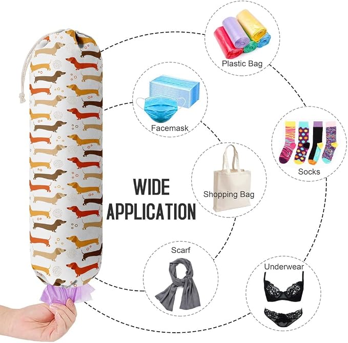 Dog Pattern Grocery Bags Holder Organizer - Wall Mount Plastic Bags Storage Container Dispensers, Perfect Gifts for Dog Lovers - Image 4