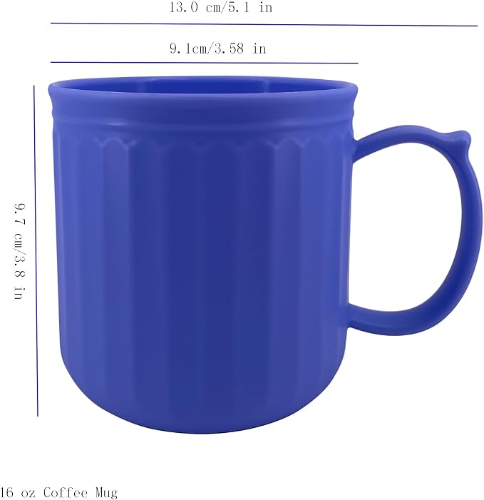 Plastic Coffee Mug with Handle set of 6, 16 oz Iced-Tea Cup Rainbow | BPA Free Reusable Food Grade PP, Unbreakable, Dishwasher Safe, Lightweight, Elderly Kid Safe, Kitchen Party Camping Outdoor - Image 3