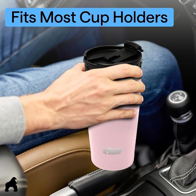 GORILLA GRIP 304 Stainless Steel Double Insulated Travel Coffee Mug, Leakproof Lid with Smooth Sip Top, Prevent Spills, Dent & Rust Resistant Reusable Tumbler Cup, Thermal Mugs for Drinks, 20oz, Pink - Image 9