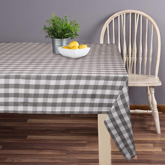Urban Villa Tablecloth Cotton Tabletop 60x102 (8-10 Seats) Grey Checks - Image 7