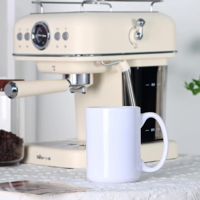 16 OZ Coffee Mug, Classic Blank Ceramic Cup with Large Handle for Tea Latte Cappuccino, White - Image 5