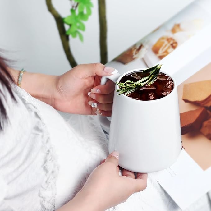 24 OZ Large Coffee Mug, Nice Ceramic Tea Cup with Big Handle for Dad Men Women, Unique Style For Any Kitchen, White - Image 4