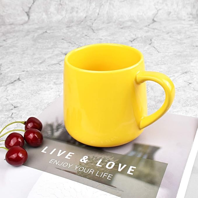 Bosmarlin Large Glossy Ceramic Coffee Mug, Yellow Tea Cup for Office and Home, 18 oz, Suitable for Dishwasher and Microwave, 1 Pack (Yellow) - Image 4