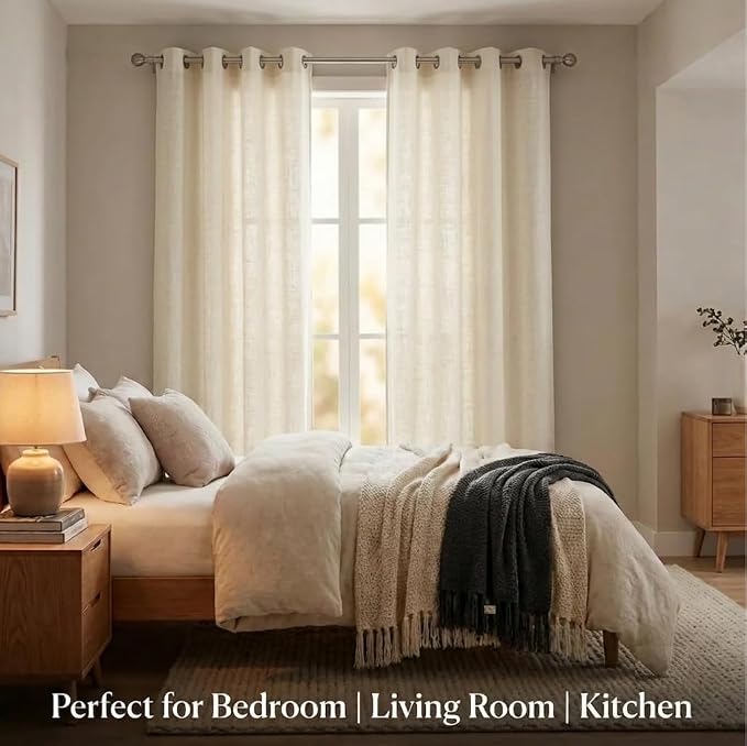Urban Villa Cotton Grommet Curtains 52x84 (2 Panels) Ivory - Image 3