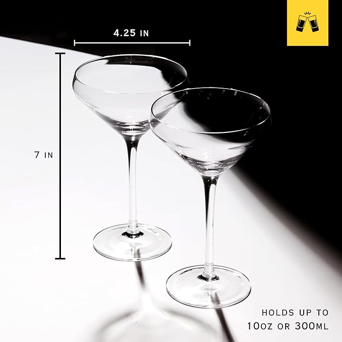 LEMONSODA Hand Blown Nick & Nora Crystal Martini Glasses, Set of 6 | Glassware for Manhattan, Cosmopolitan, Espresso Martini, Lemon Drop & Dirty Martini, Inspired by 1930s Cocktail Culture - Image 4