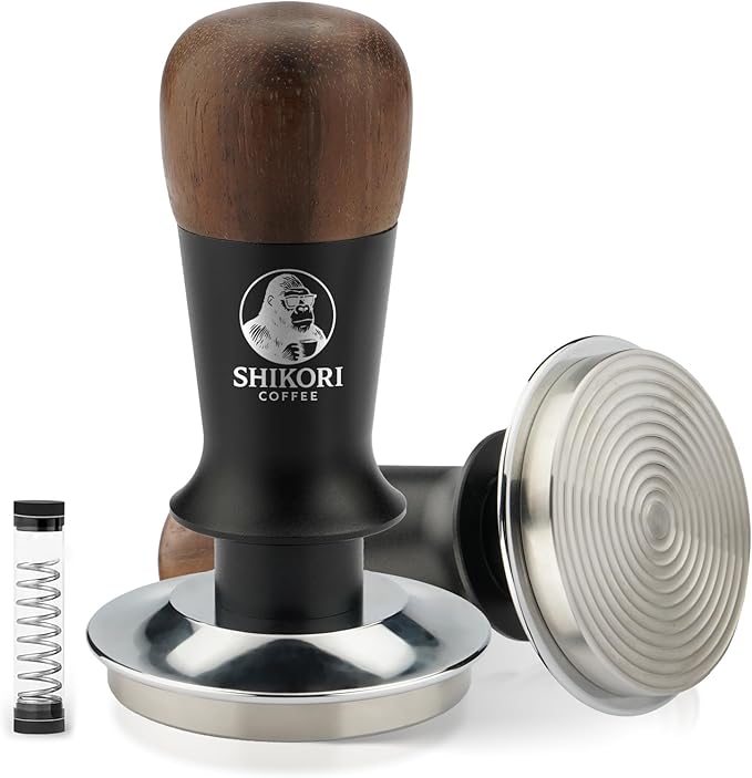 SHIKORI 58mm Espresso Tamper, Premium Barista Coffee Tamper with Calibrated Spring Loaded, Stainless Steel Ripple Base for Breville Series 58mm Portafilter Basket (Black)