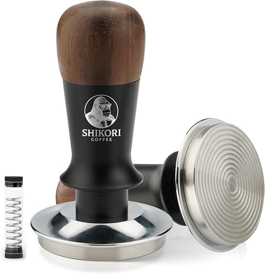 SHIKORI 58mm Espresso Tamper, Premium Barista Coffee Tamper with Calibrated Spring Loaded, Stainless Steel Ripple Base for Breville Series 58mm Portafilter Basket (Black)
