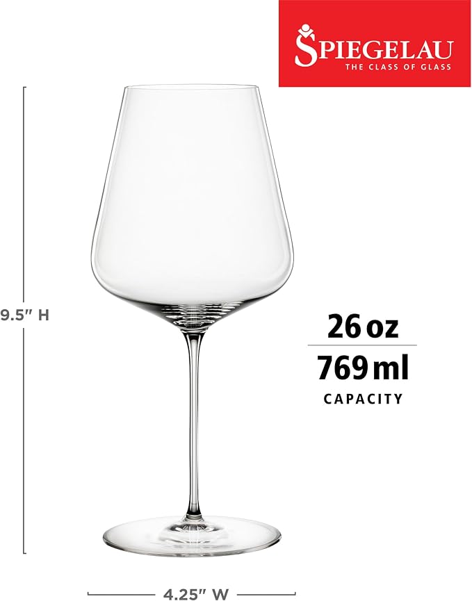 Spiegelau Definition Bordeaux Wine Glasses Set of 2 – Large Red Wine Glasses for Cabernet Sauvignon & Merlot – Lead-Free Crystal Stemware for Home Bar & Special Occasions - Image 3
