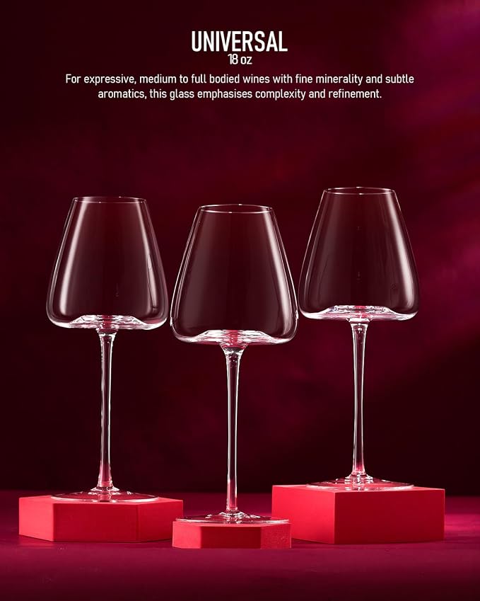 Hand-Blown 18OZ Crystal Wine Glasses Set of 4, Lead-Free Crystal Glasses with Unique Bottom Design for Red, White Wine, 530ml - Image 5