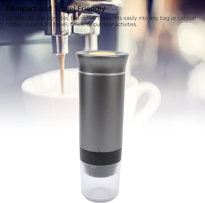 LICAEVEY Portable Capsules Coffee Maker, 72W Automatic Coffee Machine, Ground Maker for Travel Home, 120ML Cup Full Outdoor (Gray) - Image 2