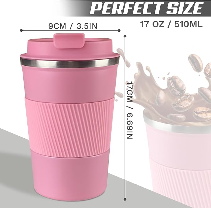 Vacuum Insulated Stainless Steel Travel Coffee Mug,Leak Proof Cup with Lid | 304 stainless steel mug with vacuum insulation, leak proof lid, silicone grip and car cup holder friendly design - Image 4