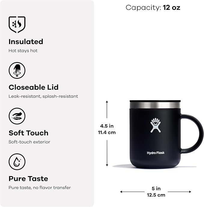 Hydro Flask Coffee Mug – Insulated Stainless Steel, Non Spill, Leak Resistant Travel Mug 12 Oz Birch Gray - Image 6