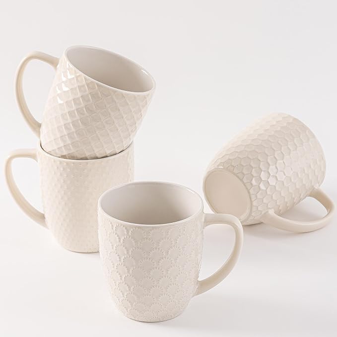 16 oz Coffee Mugs Set of 4, Porcelain Coffee Cups Ceramic, Farmhouse Mug with Handle - Image 2