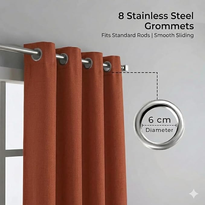 Urban Villa Cotton Grommet Curtains 52x96 (2 Panels) Orange - Image 4