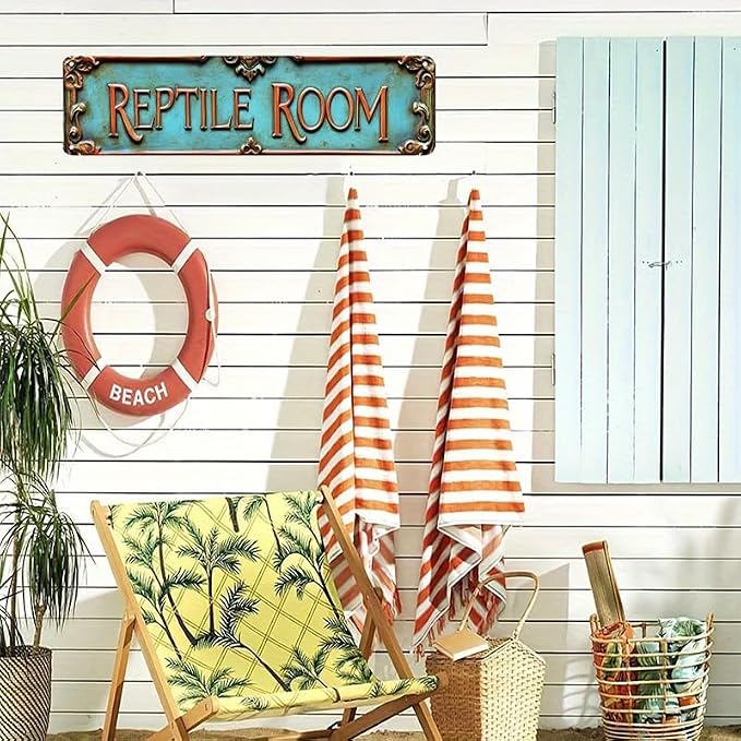 Kexle Vintage Metal Wall Decor Sign 'REPTILE ROOM' Bar Signs 4 x 16 inches - Image 2