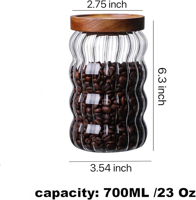 Glass Food Storage Container Jar with Airtight Seal Acacia Wood Lids Clear Glass canister Coffee,Tea,Spice Containers Sugar,Cookies,Nuts,Snack,Candy Jar - Image 3
