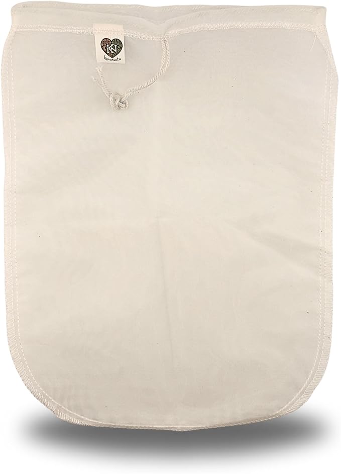 Cheesecloth 100 Micron Nylon Mesh Bag with Drawstring, Reusable & Washable Fine Mesh Filter for Kava, Nut Milk & Cold Brew Coffee | 230°F Temperature Resistant, BPA-Free Material, (10" x 12)